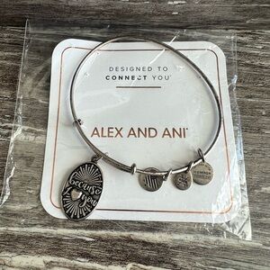 Alex and Ani Because I Love You Silvertone  Charm Bangle Bracelet‎ 2016 USA New